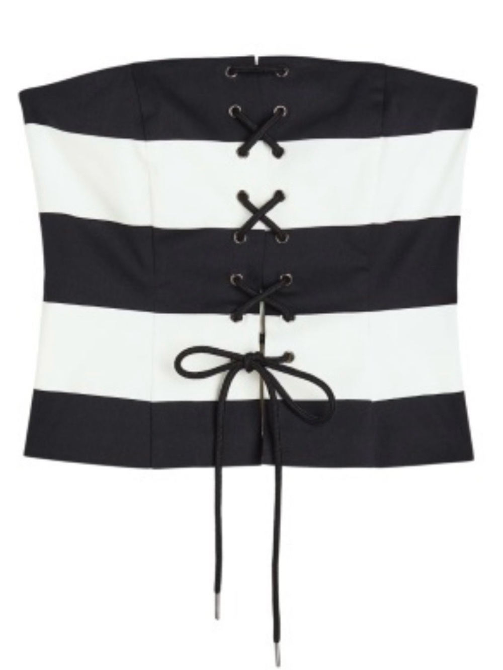 NWT H&M Black/White Lace Up Corset Top Size Large